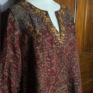 Soft Surroundings Nikol Beaded Tapestry Tunic Top Size 1X
